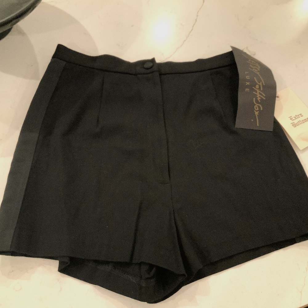 Vintage NWT Betsey Johnson Luxe Black Tuxedo Stripe Shorts Sz M